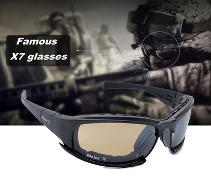 Tactical Polarized Sports Sunglasses - 4 Interchangeable Lenses Set with Original Box - Men's Shooting & Hiking Eyewear