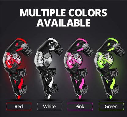 Red Motorcycle Knee Pads - Motocross Safety Protection Guards