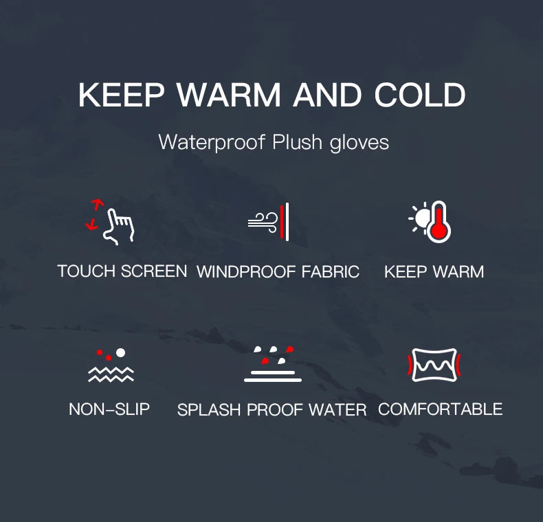 Winter Cycling Gloves - Windproof Cold Proof Full Finger Outdoor Waterproof Bicycle Motorcycle Riding Mitten