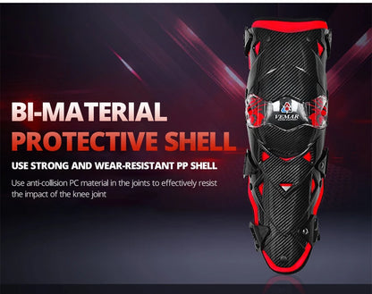 Red Motorcycle Knee Pads - Motocross Safety Protection Guards