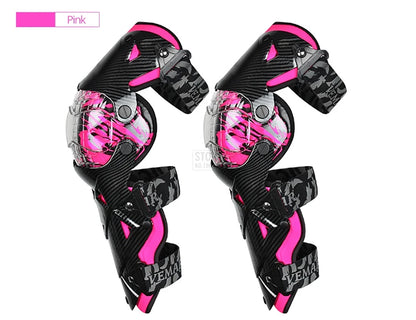 Red Motorcycle Knee Pads - Motocross Safety Protection Guards