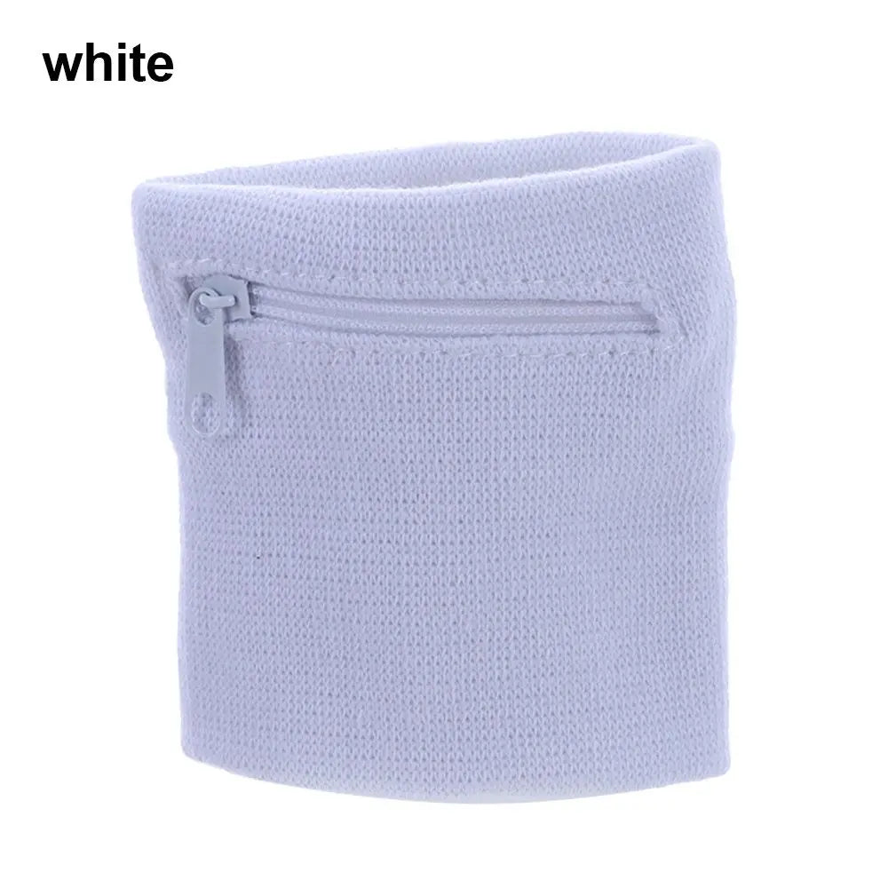 Sports Wristband with Zipper Pocket - Unisex Cotton Wrist Protection for Gym, Running & Cycling