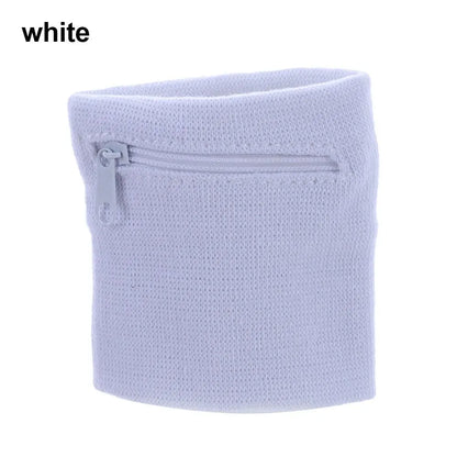 Sports Wristband with Zipper Pocket - Unisex Cotton Wrist Protection for Gym, Running & Cycling