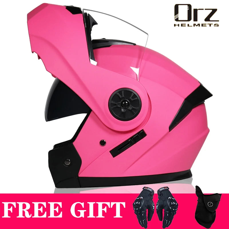 DOT Approved Modular Flip-Up Motorcycle Helmet - Voyage Racing Dual Lens with Interior Visor - ORZ-161