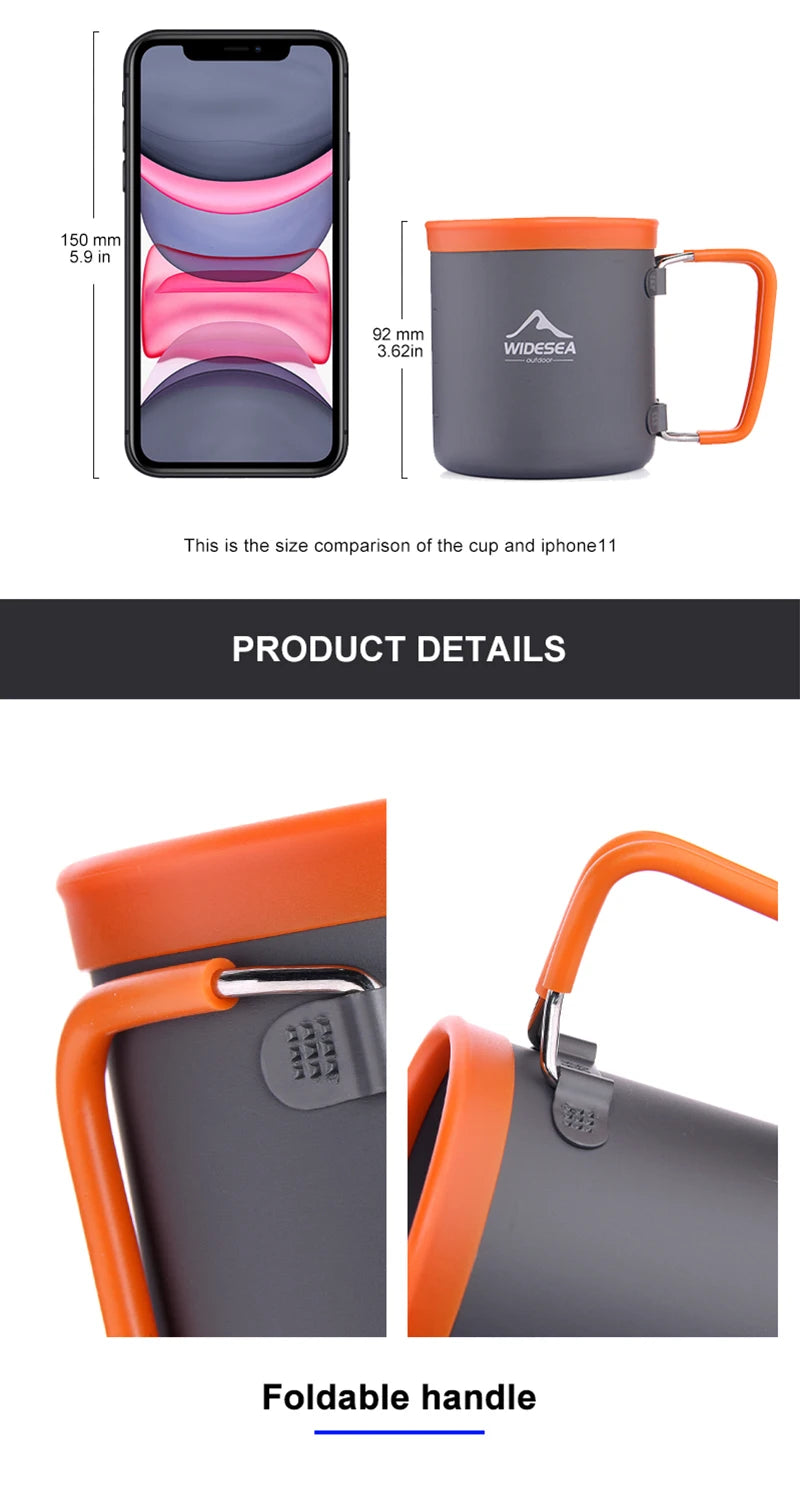 Premium Aluminum Camping Mug - Lightweight Outdoor Coffee Cup for Hiking, Trekking & Picnic Adventures