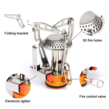 Portable Foldable Gas Camping Stove - One-Piece Outdoor Burner for Picnic, Hiking & Survival