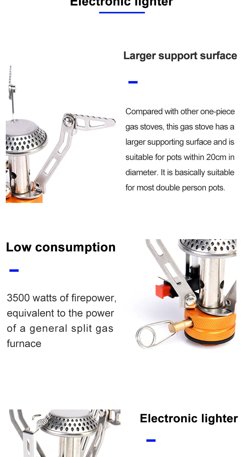 Portable Foldable Gas Camping Stove - One-Piece Outdoor Burner for Picnic, Hiking & Survival
