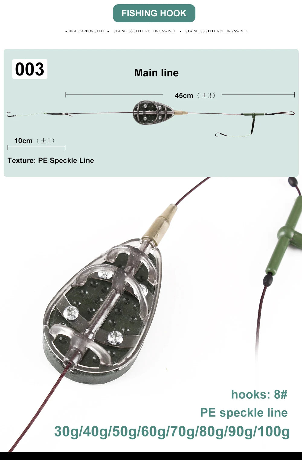 High Carbon Steel Carp Fishing Feeder Hook - Metal Bait Cage Line Group (30g-100g) - Artificial Lure Accessories