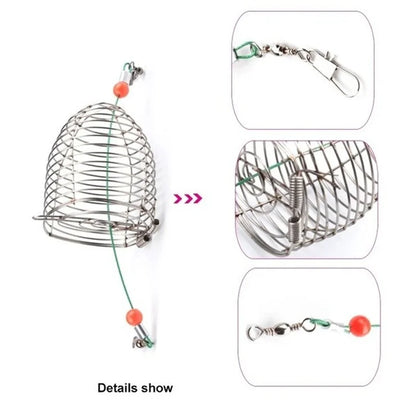 Stainless Steel Fishing Bait Cage Basket - Small Fish Feeder Holder for Carp Fishing Accessories