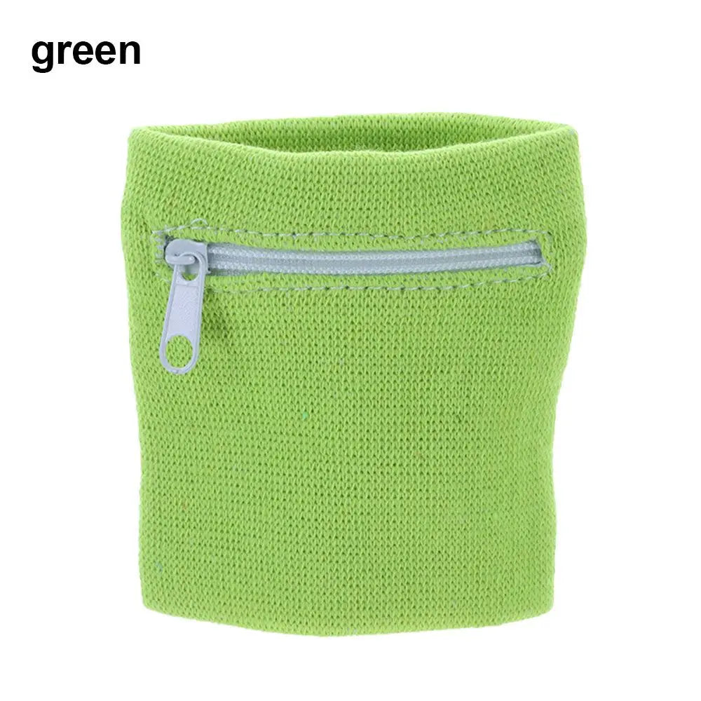 Sports Wristband with Zipper Pocket - Unisex Cotton Wrist Protection for Gym, Running & Cycling