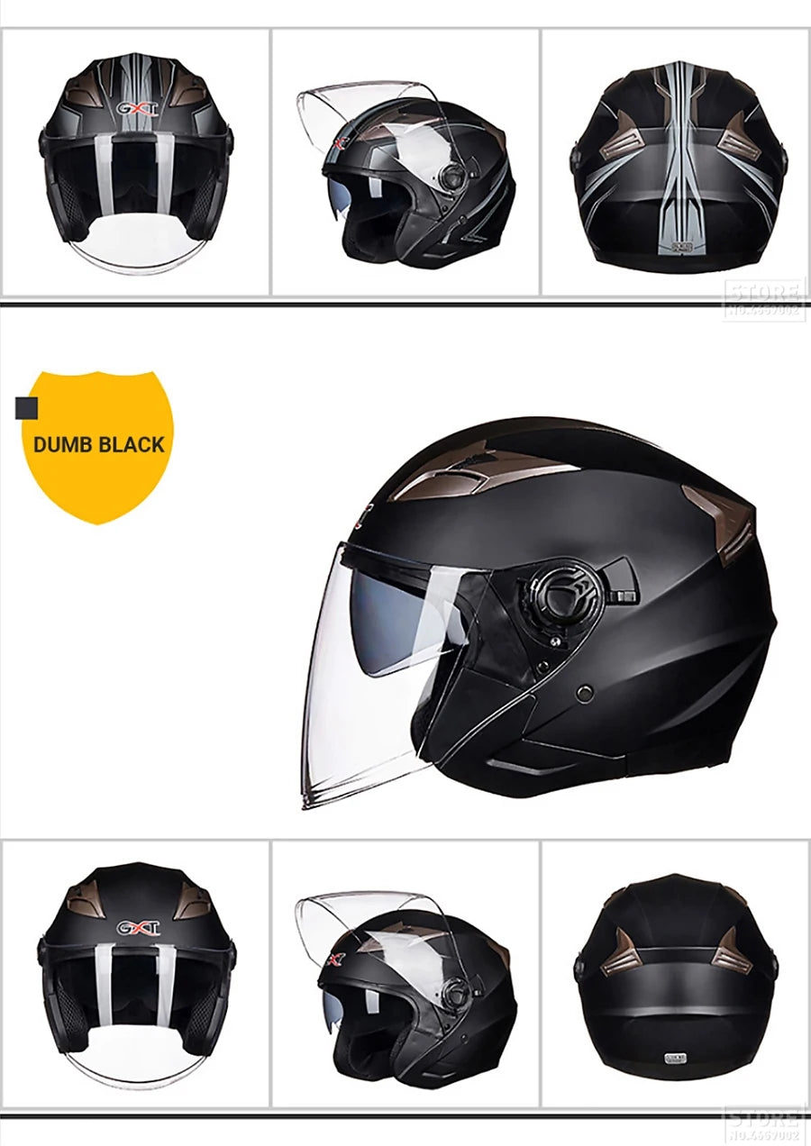 Half Face Motorcycle Helmet - Double Lens, Four Season, Unisex Street Fashion Safety Helmet