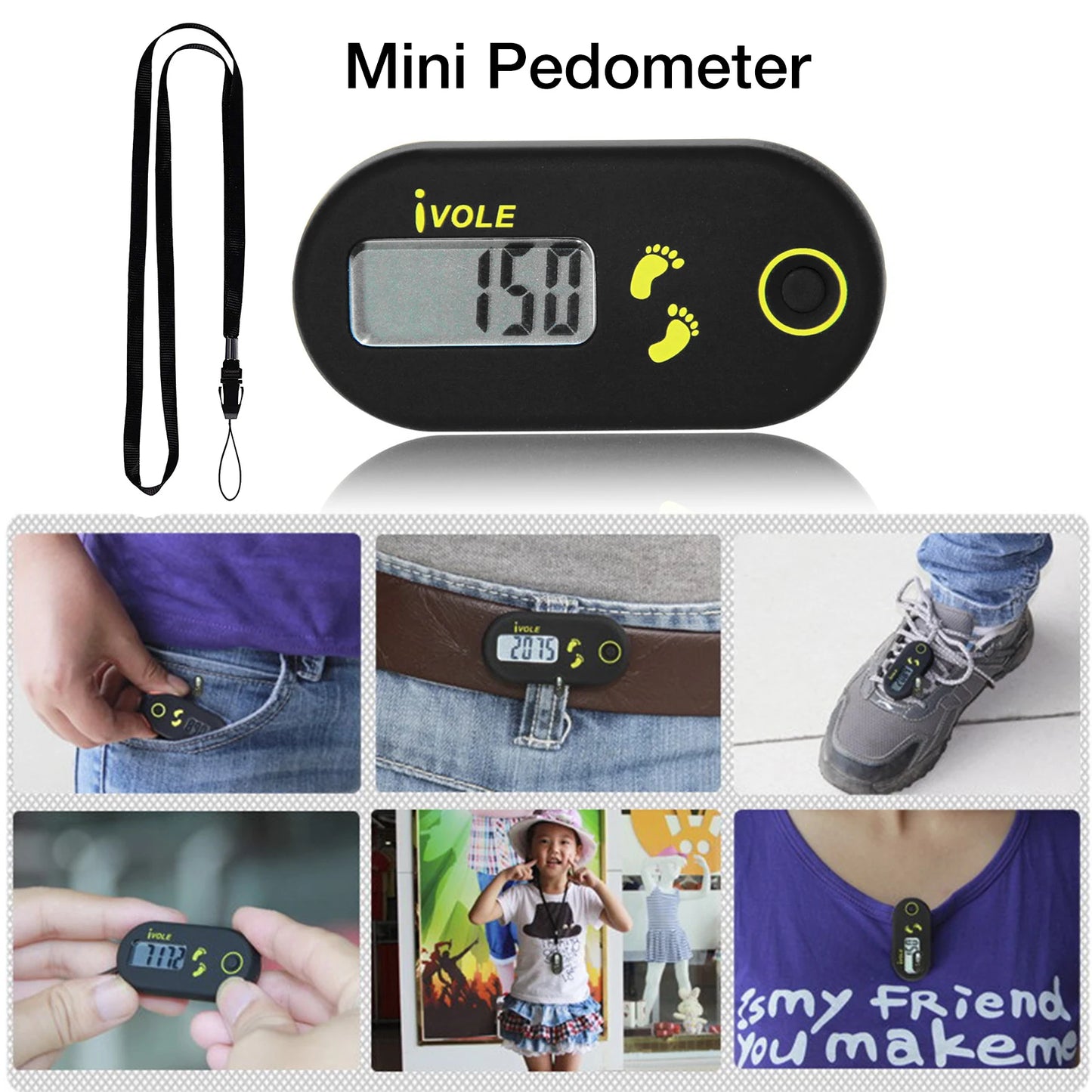 Clip-On Pedometer – Portable LCD Step Counter with Calorie Tracking for Fitness & Outdoor Sports