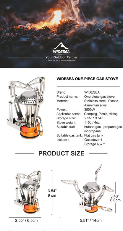 Portable Foldable Gas Camping Stove - One-Piece Outdoor Burner for Picnic, Hiking & Survival