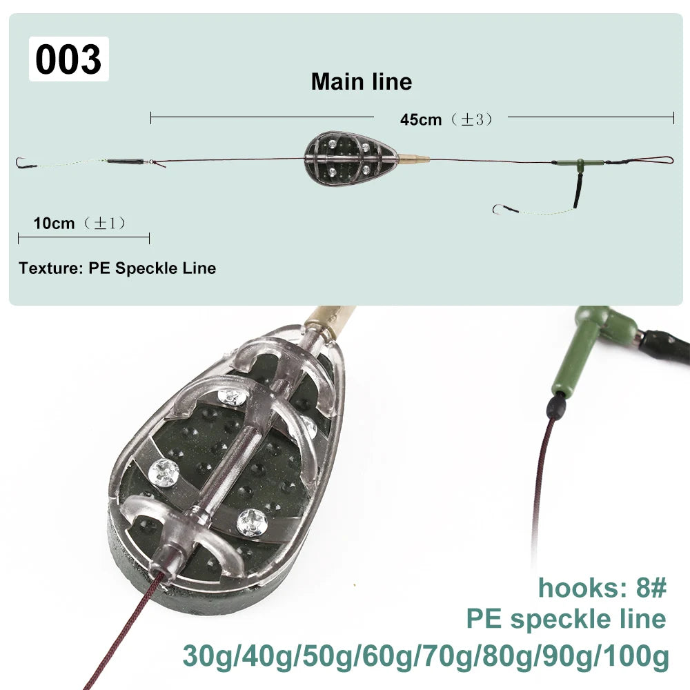 High Carbon Steel Carp Fishing Feeder Hook - Metal Bait Cage Line Group (30g-100g) - Artificial Lure Accessories