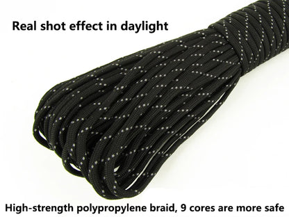 550 Paracord 7-Strand Reflective Military Tactical Rope - 4mm Parachute Cord for Camping, DIY Bracelets & Outdoor Gear