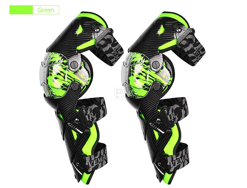 Red Motorcycle Knee Pads - Motocross Safety Protection Guards