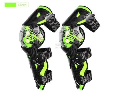 Red Motorcycle Knee Pads - Motocross Safety Protection Guards