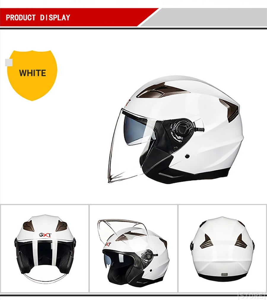 Half Face Motorcycle Helmet - Double Lens, Four Season, Unisex Street Fashion Safety Helmet