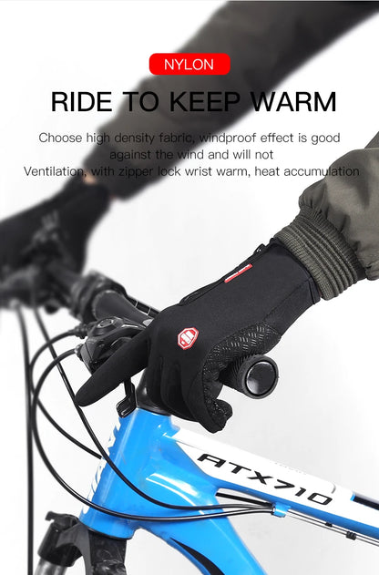 Winter Cycling Gloves - Windproof Cold Proof Full Finger Outdoor Waterproof Bicycle Motorcycle Riding Mitten