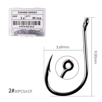 Japan Circle Eye Carp Fishing Hooks - Single Jig Hook Tackle (Size 2-22) - 50pcs/20pcs per Box