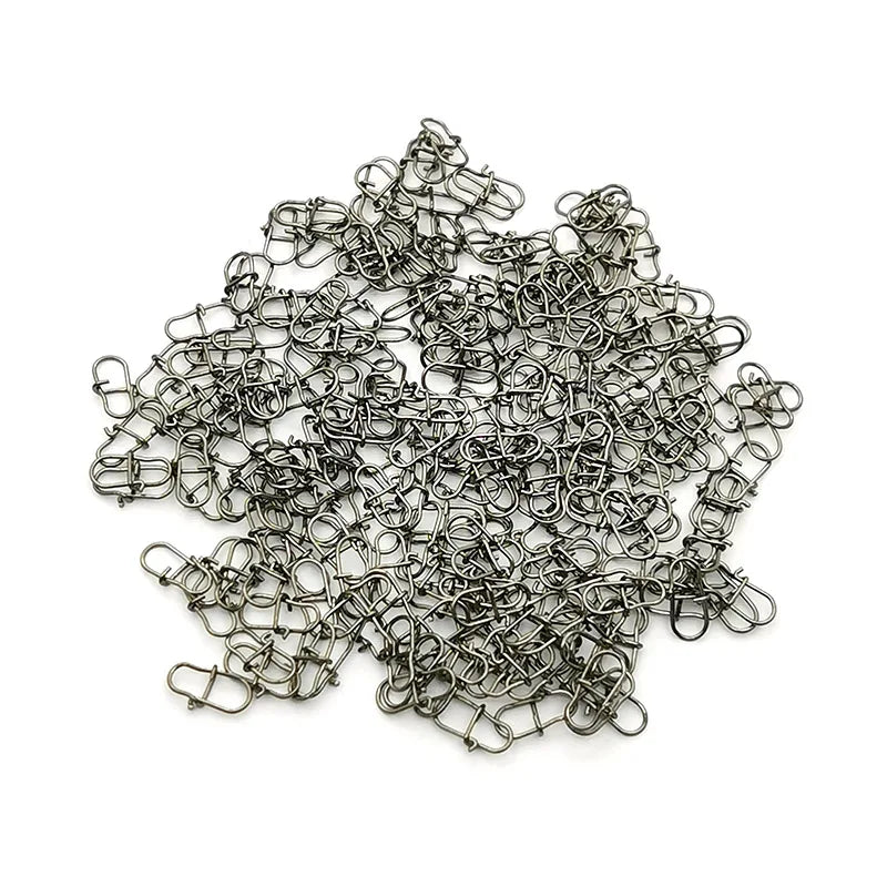 50PCS Stainless Steel Pin Swivel Fishing Accessories - Connector Lure Clip Rolling Swivels for Sea Fishing