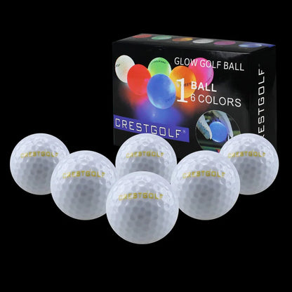 LED Glow Golf Balls with Logo - Night Training Pack (3/6/10/30 Pieces) - 6 Color Options Available