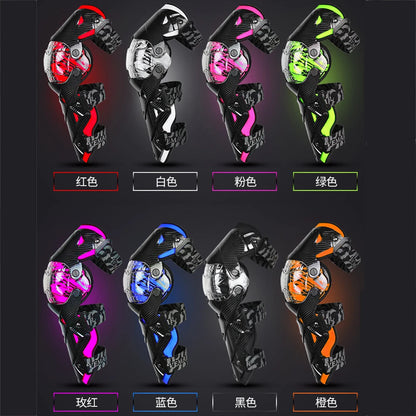 Red Motorcycle Knee Pads - Motocross Safety Protection Guards