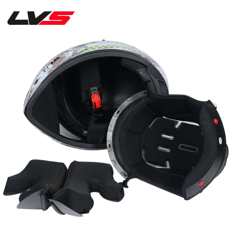Full Face Racing Motorcycle Helmet - Winter Warm Double Visor Motorbike Sports Helmet LVS-701