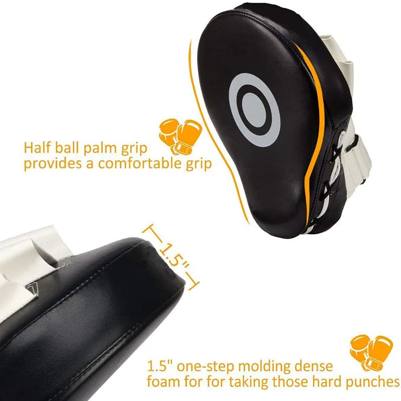 Curved PU Training Pads (1-2 Pack) – Focus Punching Mitts for Boxing, Taekwondo, Muay Thai & Karate (Adults & Kids)