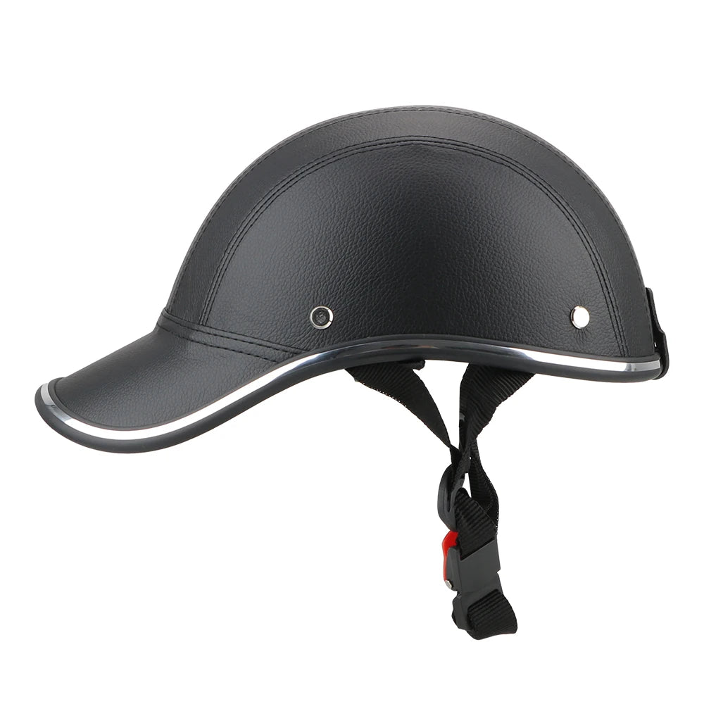 Vintage Half Face Motorcycle Helmet - Baseball Cap Style Safety Hard Hat for Cafe Racer, Chopper & Scooter
