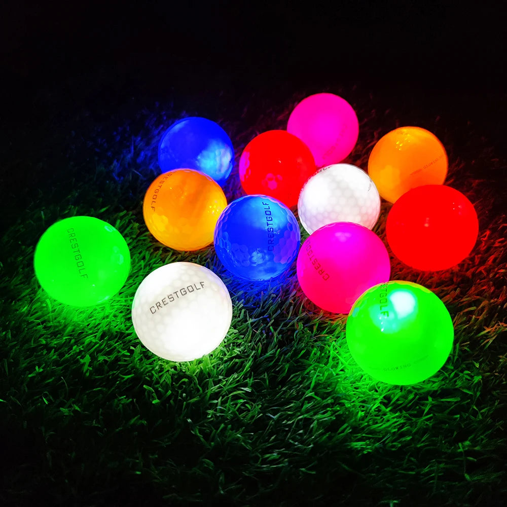LED Glow-in-the-Dark Golf Balls - 12 Pack Luminous Night Training Balls