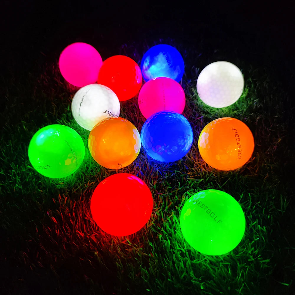 LED Glow-in-the-Dark Golf Balls - 12 Pack Luminous Night Training Balls