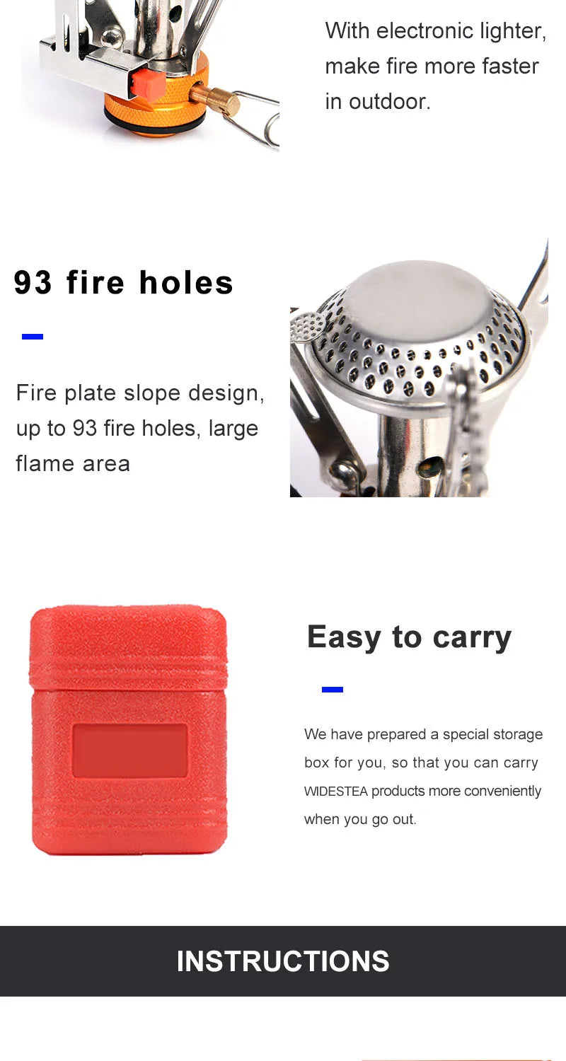 Portable Foldable Gas Camping Stove - One-Piece Outdoor Burner for Picnic, Hiking & Survival