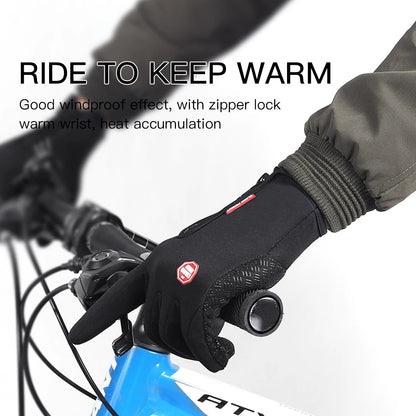 Winter Cycling Gloves - Windproof Cold Proof Full Finger Outdoor Waterproof Bicycle Motorcycle Riding Mitten
