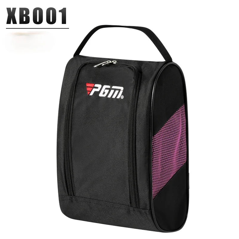 PGM Golf Shoe Bag - Portable Nylon Carrier with Ball Holder | Lightweight Breathable Sports Pouch