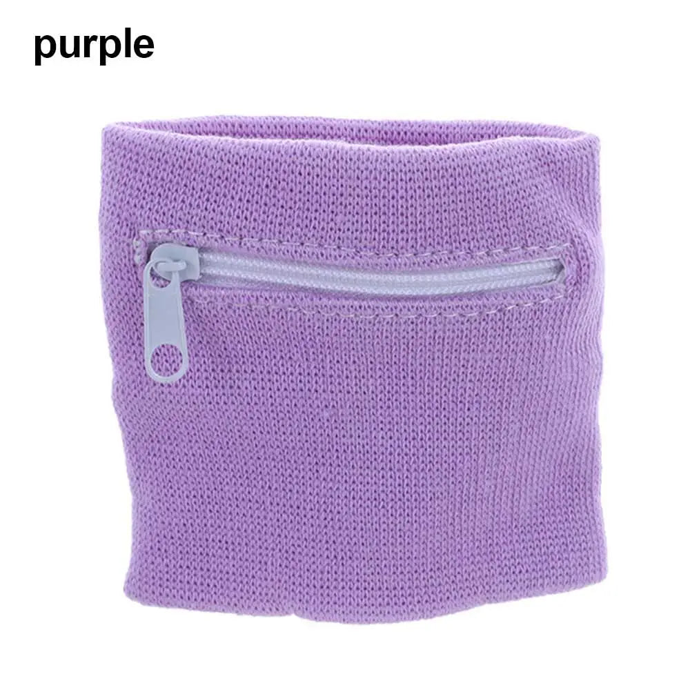 Sports Wristband with Zipper Pocket - Unisex Cotton Wrist Protection for Gym, Running & Cycling