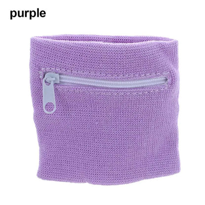 Sports Wristband with Zipper Pocket - Unisex Cotton Wrist Protection for Gym, Running & Cycling