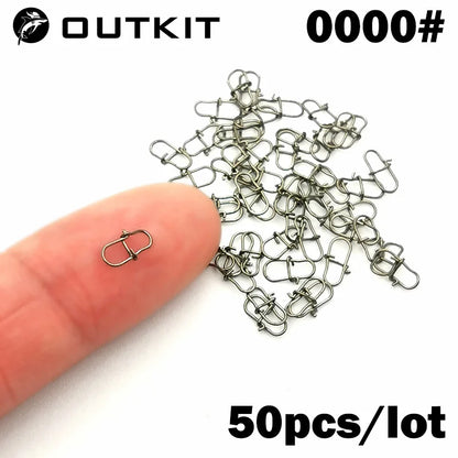 50PCS Stainless Steel Pin Swivel Fishing Accessories - Connector Lure Clip Rolling Swivels for Sea Fishing