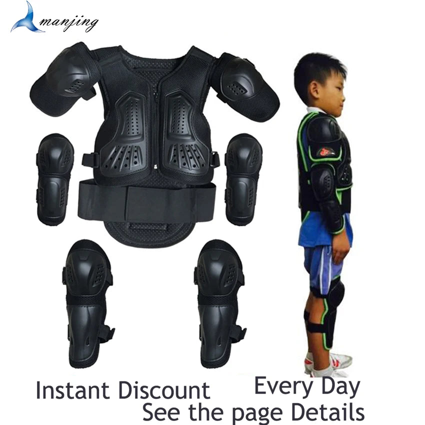 Youth Body Protection Armor Vest for Kids 1-1.7M - Motocross, Skiing & Skating Protective Gear