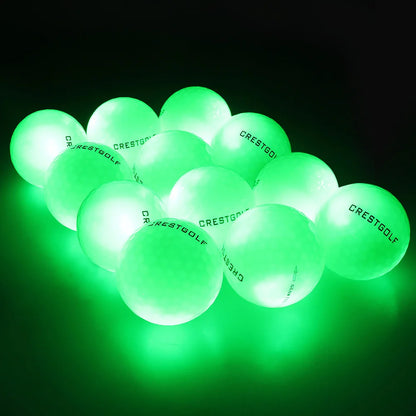LED Glow-in-the-Dark Golf Balls - 12 Pack Luminous Night Training Balls