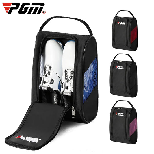 PGM Golf Shoe Bag - Portable Nylon Carrier with Ball Holder | Lightweight Breathable Sports Pouch
