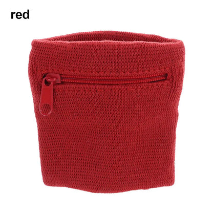 Sports Wristband with Zipper Pocket - Unisex Cotton Wrist Protection for Gym, Running & Cycling