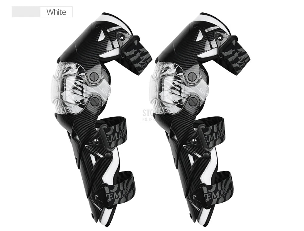 Red Motorcycle Knee Pads - Motocross Safety Protection Guards