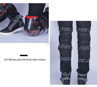 Red Motorcycle Knee Pads - Motocross Safety Protection Guards