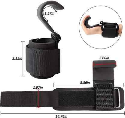 Professional Weight Lifting Hook Grips with Wrist Wraps
