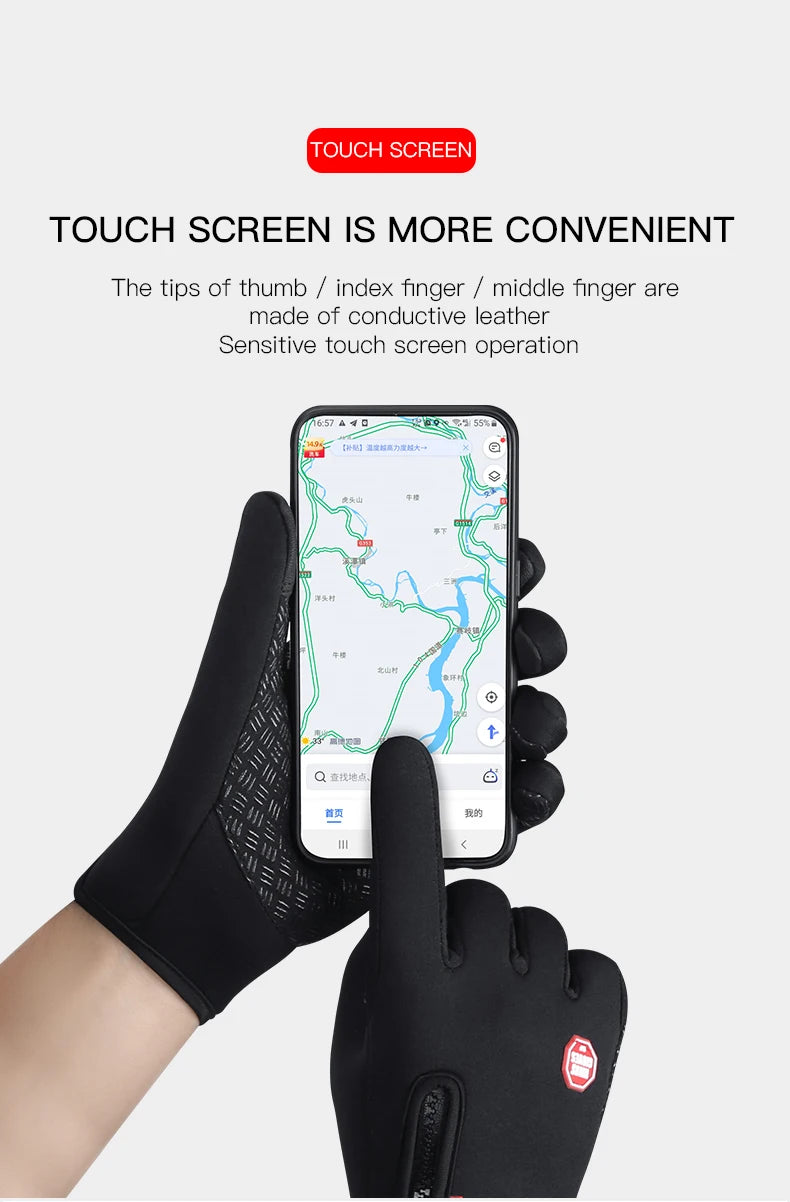 Winter Cycling Gloves - Windproof Cold Proof Full Finger Outdoor Waterproof Bicycle Motorcycle Riding Mitten