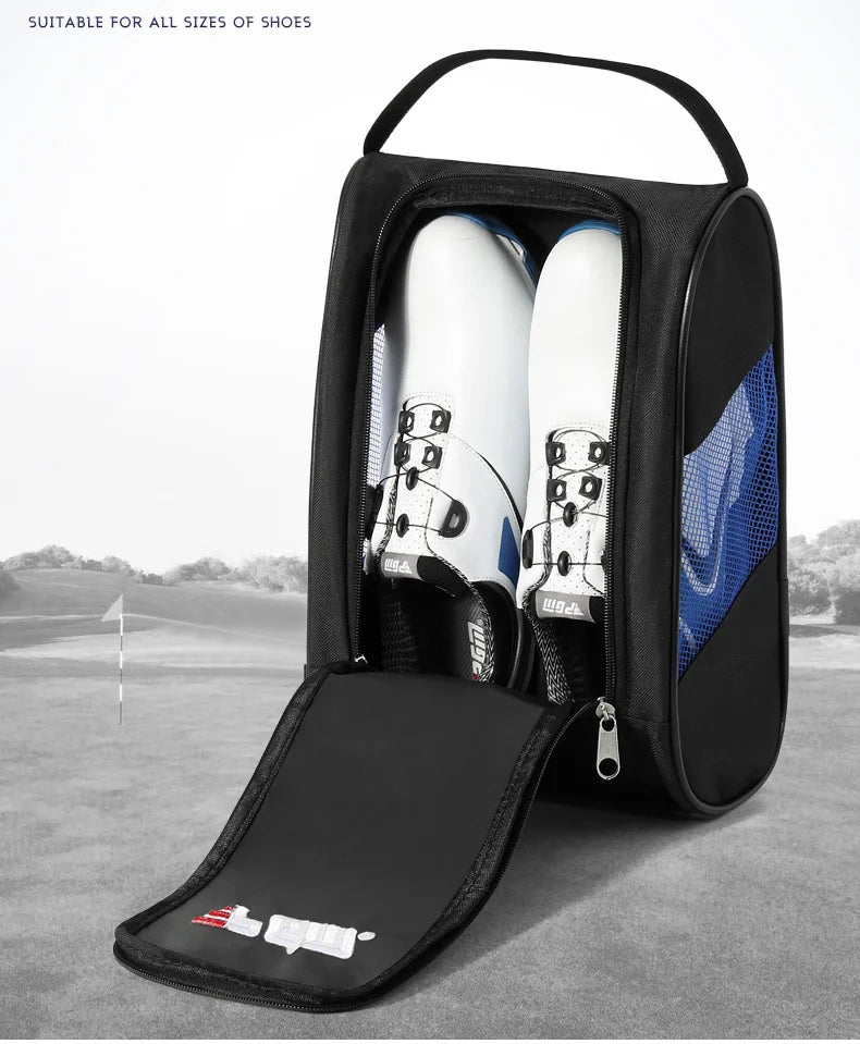 PGM Golf Shoe Bag - Portable Nylon Carrier with Ball Holder | Lightweight Breathable Sports Pouch