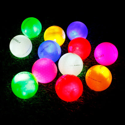 LED Glow-in-the-Dark Golf Balls - 12 Pack Luminous Night Training Balls