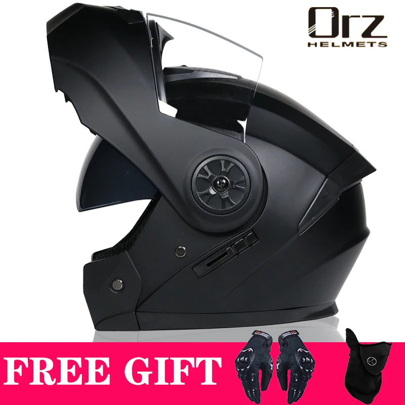 DOT Approved Modular Flip-Up Motorcycle Helmet - Voyage Racing Dual Lens with Interior Visor - ORZ-161