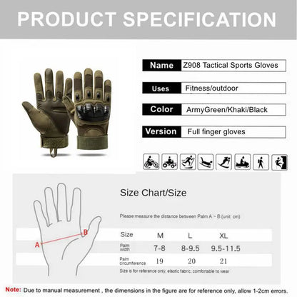 Tactical Touch Screen Gloves - Multi-Sport Protection for Motorcycle, Camping, Hiking, Rock Climbing, Hunting & Fitness